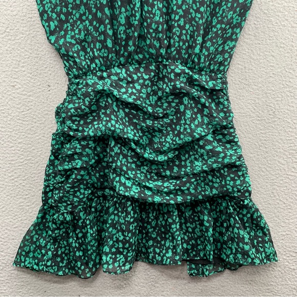 Do+Be Halter Spaghetti Strap Leopard Print Tiered Ruffle Side Bow Dress Size L - Picture 8 of 14